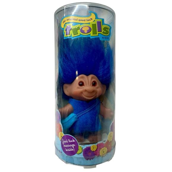 2005 GOOD LUCK MESSENGER TROLL - 3" DAM Troll Doll - NEW IN CONTAINER - Rare - Picture 2 of 8